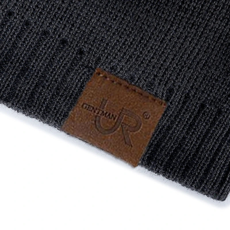 Unisex Solid Color Knitted Hats For Men & Women Beanie Cap Fur Warm Lining