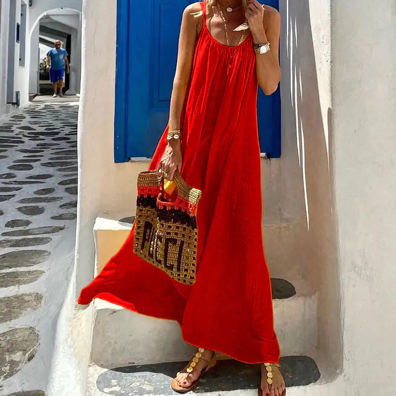 Halter Cotton and Linen Dress for Women