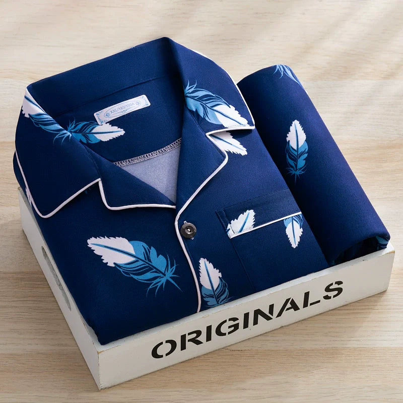 Men's Pajamas Sleepwear Long Sleeves Pants Two-piece Set Pure Cotton