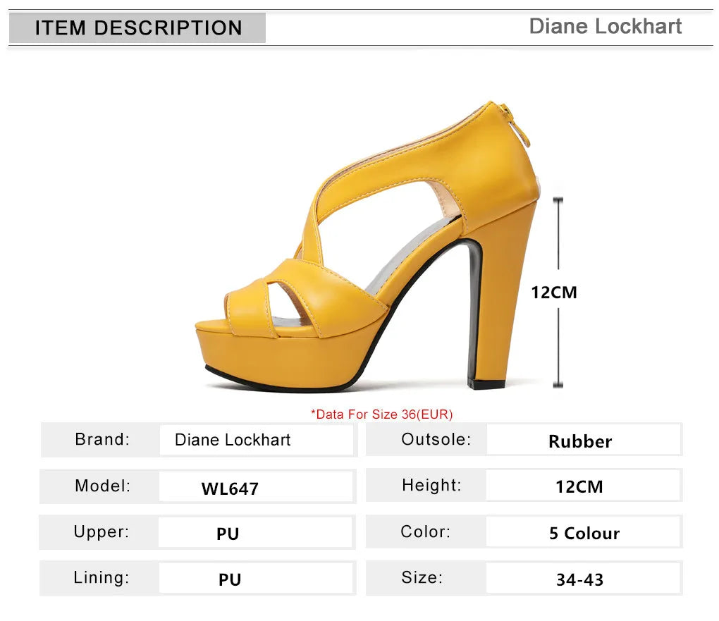 Women Sandals Zipper Ankle Strap Cross Tied High Heels Platform Shoes
