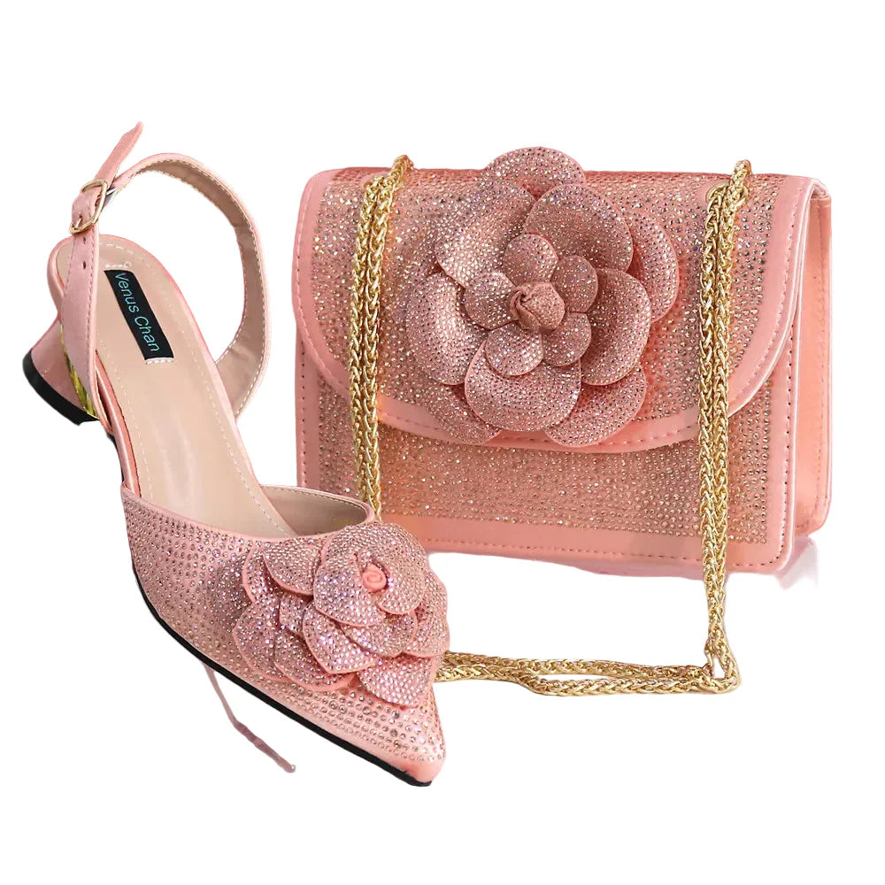 Elegant Lady Shoes And Bag Set with Rhinestone EW4520