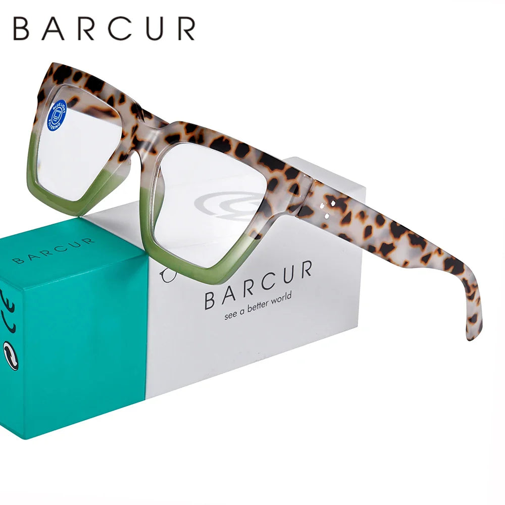BARCUR Retro Fashionable Unique Leopard Pattern Reading Glasses for Women and Men – Stylish Clear Prescription Eyewear with Fashion Color Options – Trendy Rectangular Presbyopia Glasses with Personalized Gift Box for Daily Use