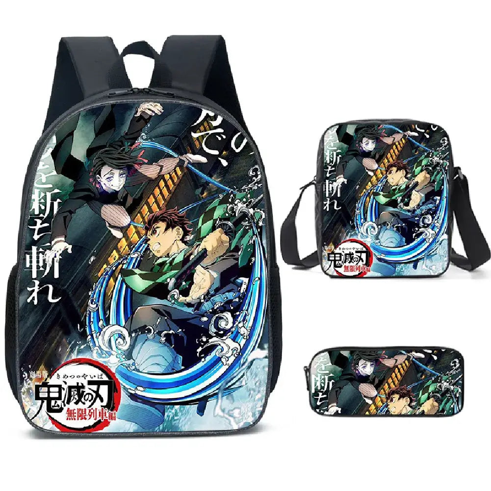 Demon Slayer Backpack: Nezuko 3-Piece Schoolbag Set