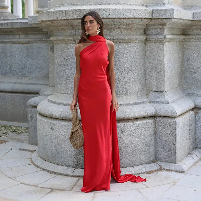 Backless Lace-Up Maxi Dress | Ribbon Sleeveless Evening Gown - Femstylo