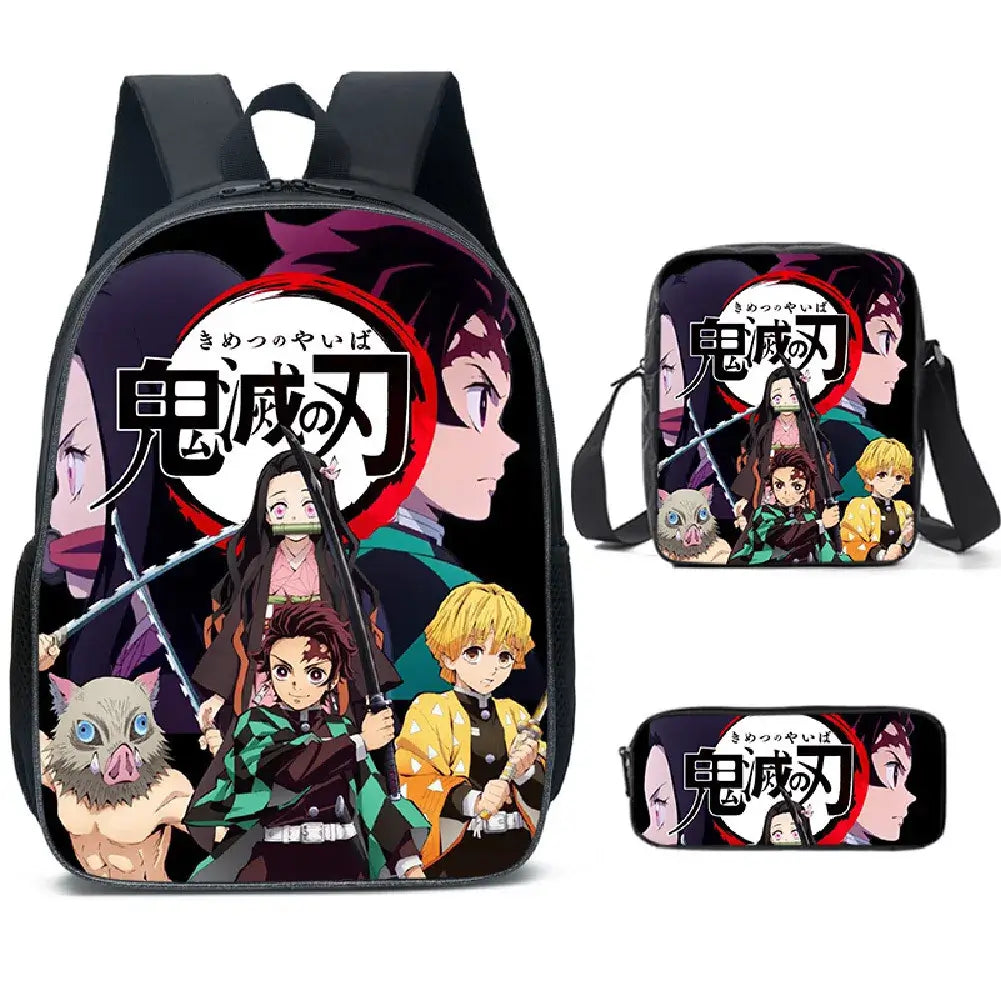 Demon Slayer Backpack: Nezuko 3-Piece Schoolbag Set