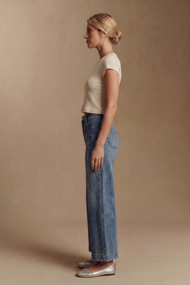 Aurelia Tummy Control High Rise Crop Palazzo Jeans