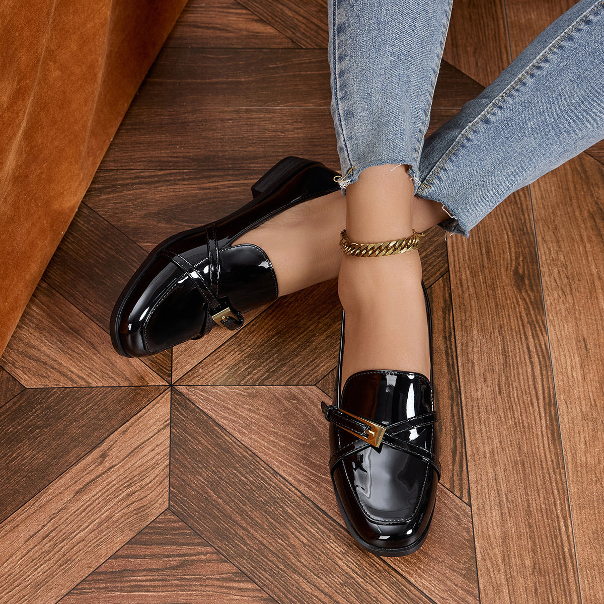 Women’s Patent Leather Square Toe Shoes
