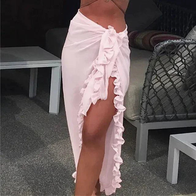 GlamourWave Chiffon Beach Wrap - Effortless Elegance for Sunny Days
