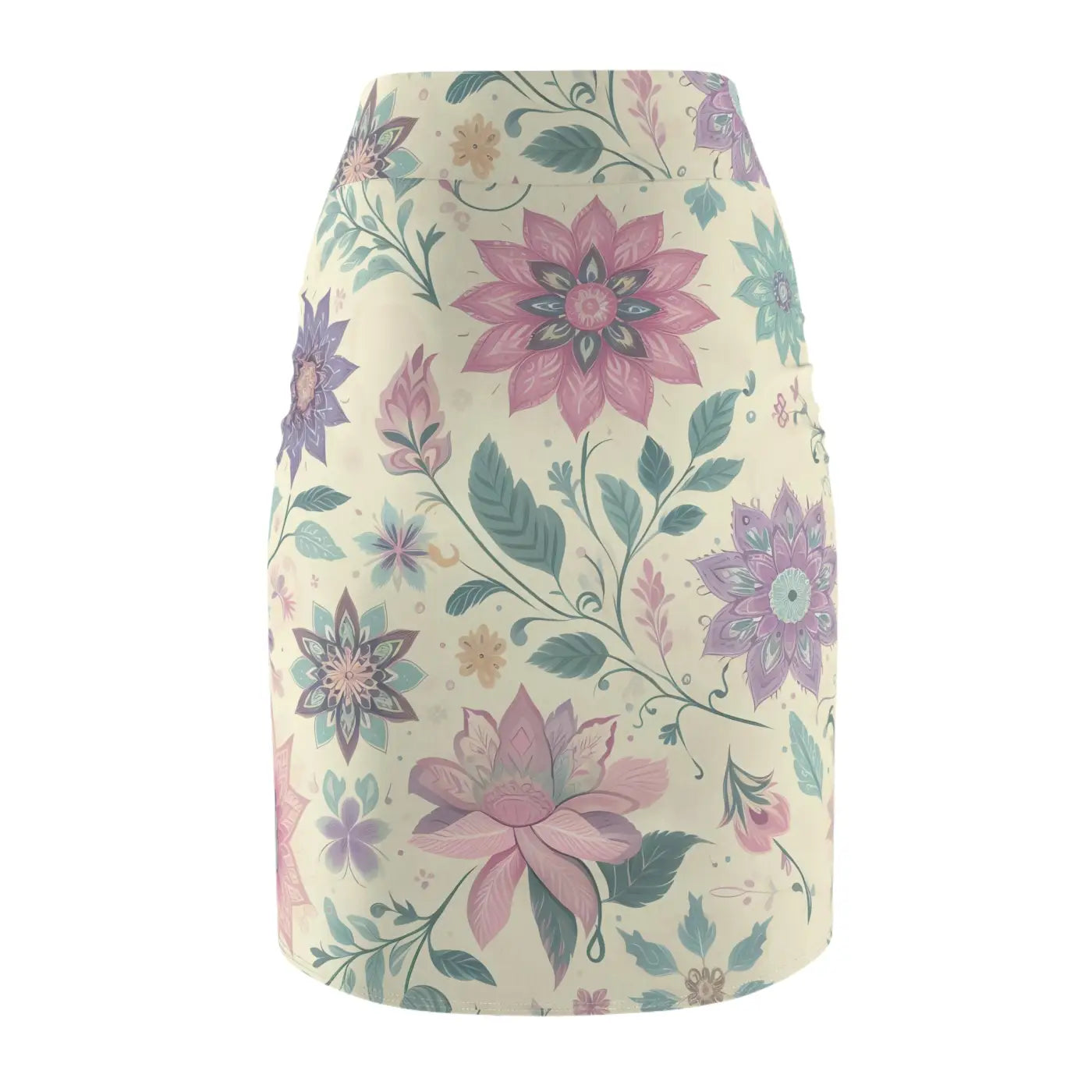 Elegant Spring Pencil Skirt - Vibrant Floral Print - DipaliZ