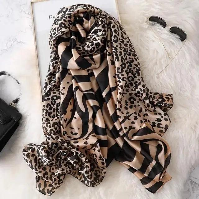New Women Autumn Winter Fashion Silk Scarf Shawl Beach Headband Female Casual Wear Beach Friendly Spring Silk Scarf Flower Print Silk Scarves Shawls and Wraps Long Size Beach Stoles
