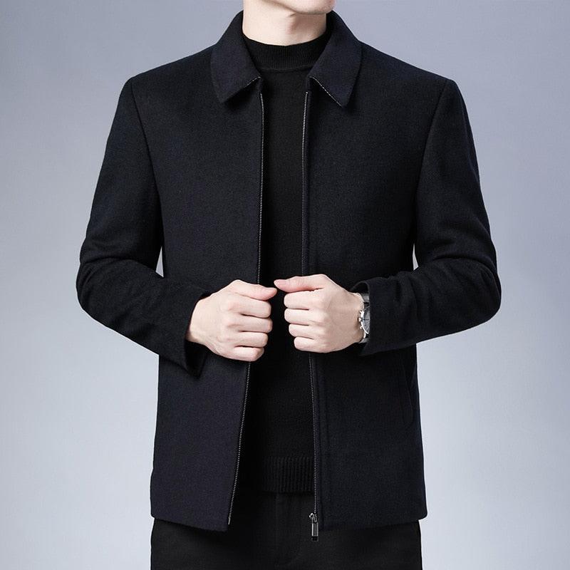 Simple Black Men Casual Jacket Luxury Fashion Autumn Winter Men Clothing Classic Jacket Solid Color Jacket Male Casual Outdoor Warm Lightweight Jackets