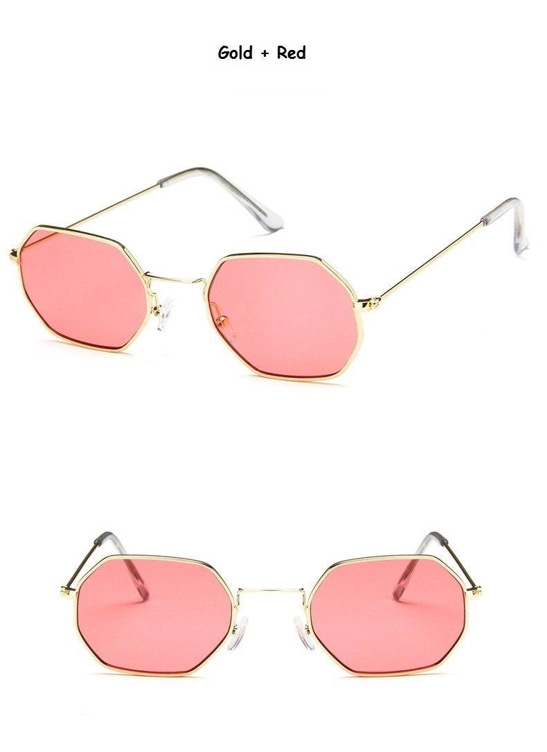 Stylish Hexagon Trendy Colorful Sunglasses For Women New Metal Luxury Summer Eyewear Women New Stainless Steel Lightweight Frame Cool Style Outdoor Travel UV Glasses