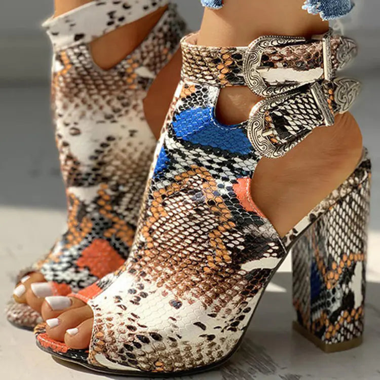 Large Women's Sandals with High Thick Heels